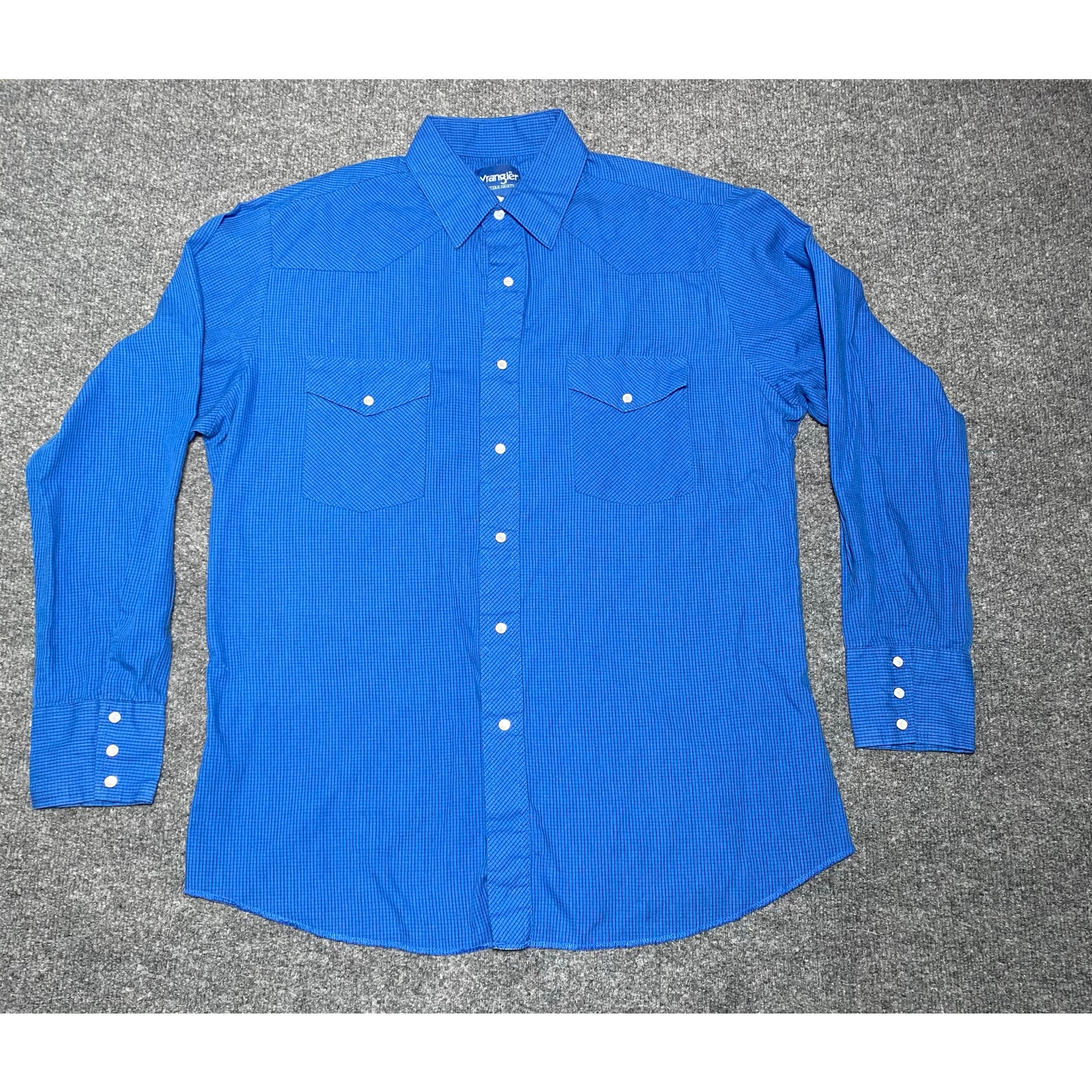 Wrangler Western Shirt Men’s Blue Checkered Long/S With Snap Buttons-L